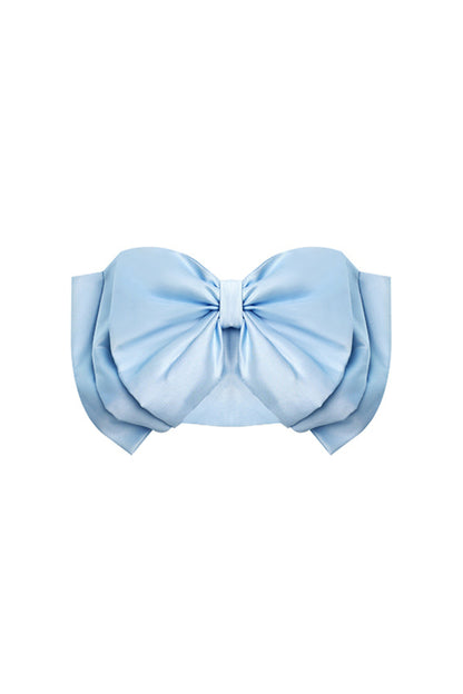 Bow strapless top in blue