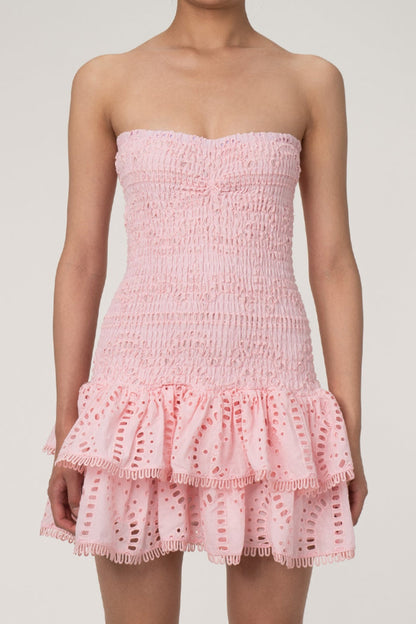 Santorini Eyelet Dress - Light pink