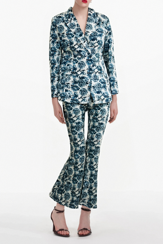 Morgane floral-print jacket & trousers matching set