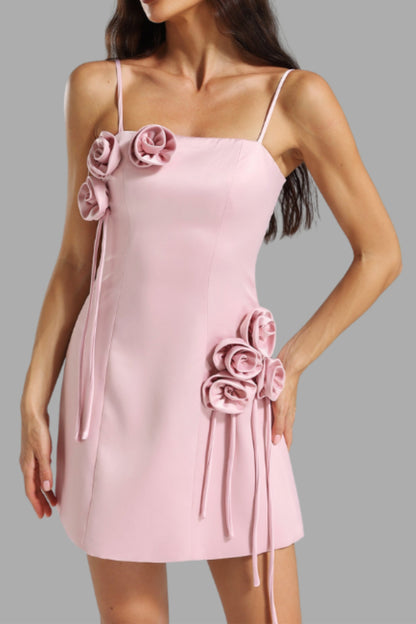 Pink flower mini dress