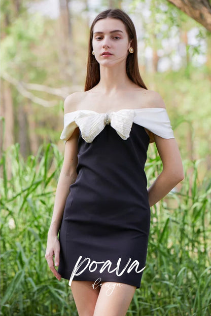 black mini dress with bow