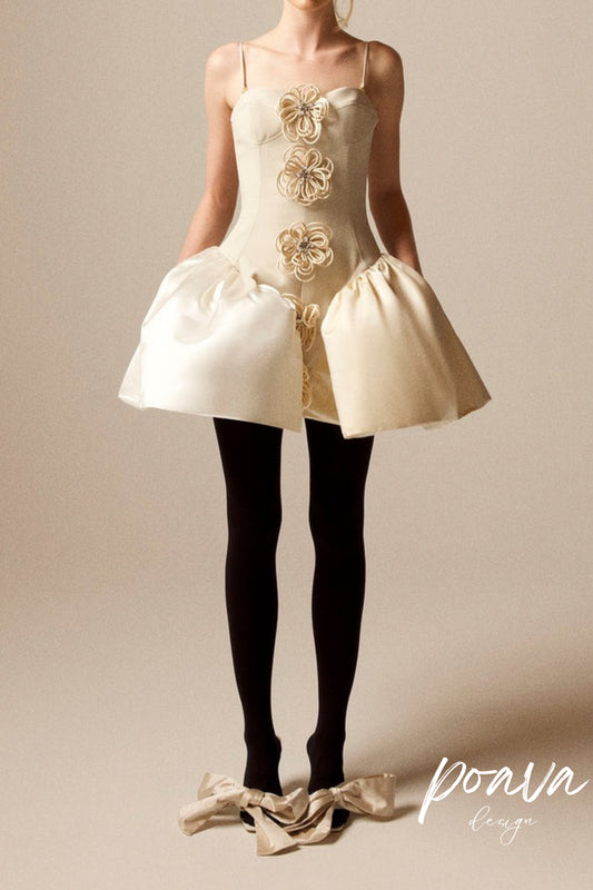 Flora Cyclone Embellished Knit-Satin Bustier Mini Dress