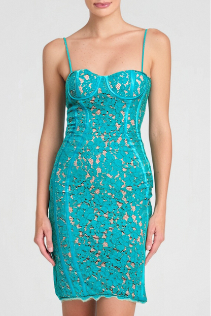 STRAPPY LACE MIDI DRESS