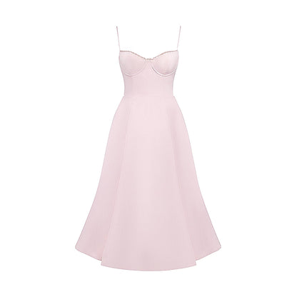 Analissa pink mesh midi dress