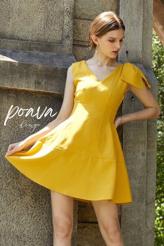 yellow mini dress with bow