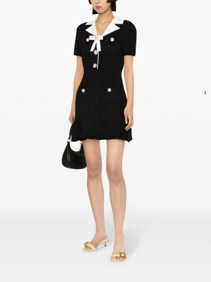 embellished bouclé mini dress