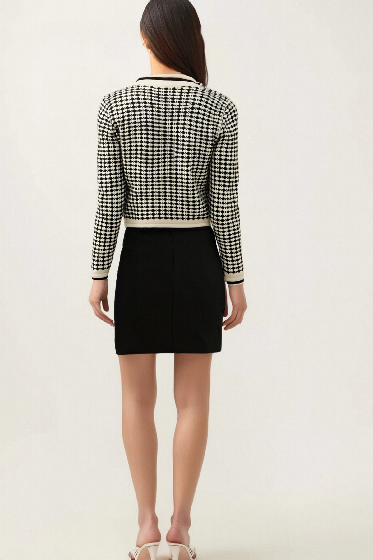 Orlane checked bow-embellished cardigan
