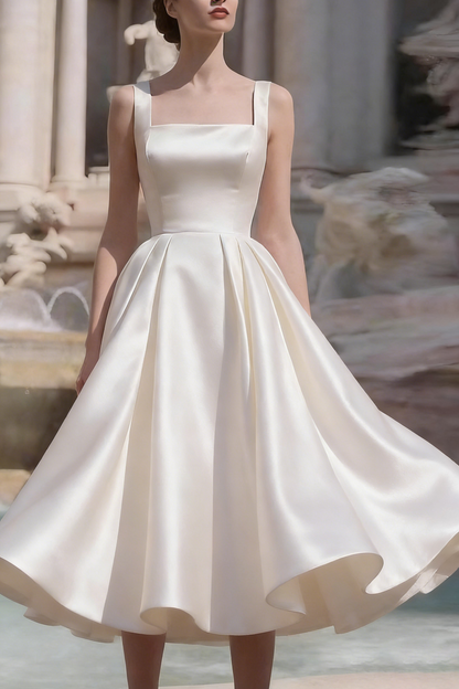 Sharon Minimalist Spaghetti Strap Midi Dress - Off-White