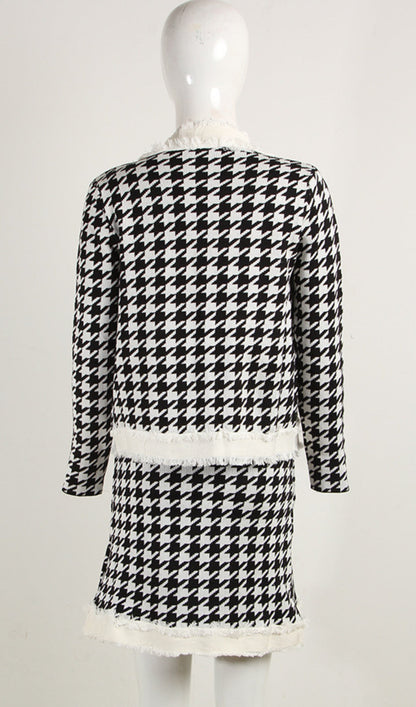HOUNDSTOOTH KNITTED SKIRT SET