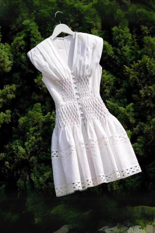 Cream Lace Mini Dress