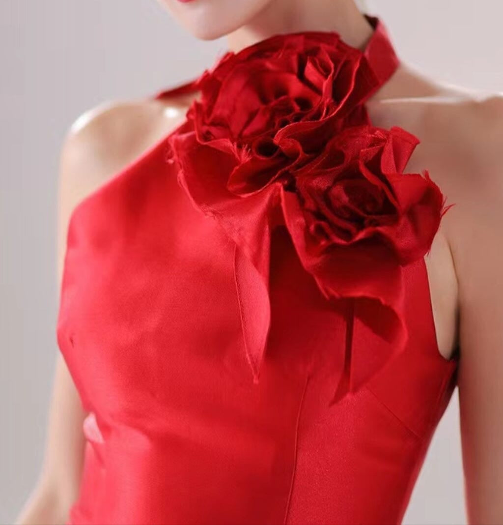 BOSE EMBELLISHED SLEEVELESS MINI DRESS IN RED
