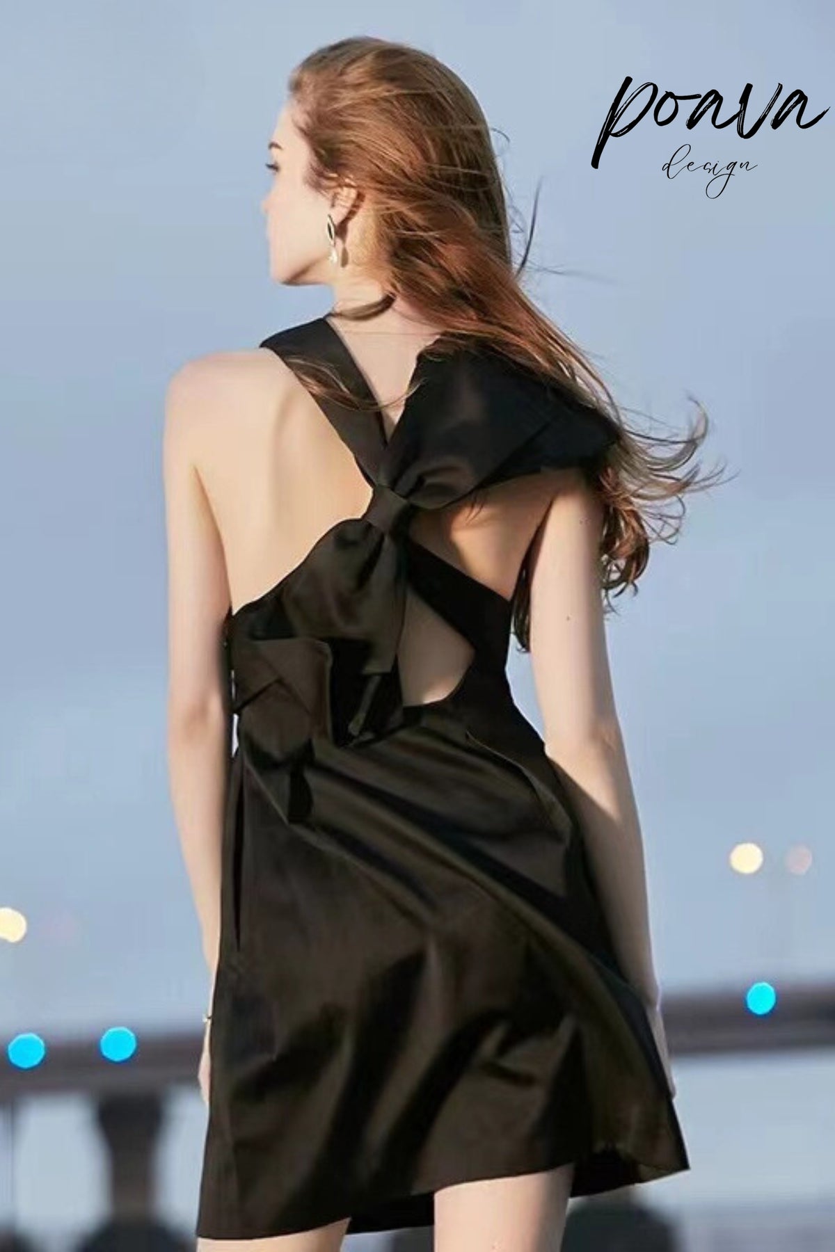 bow mini dress in black
