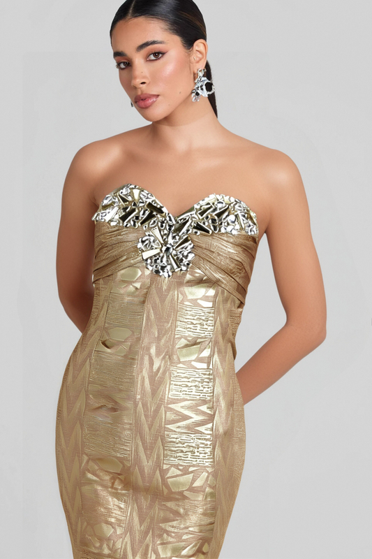DAPHNE CRYSTAL EMBELLISHED SLEEVELESS STRAPLESS MINI DRESS