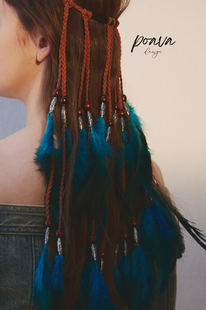 Bohemia blue Feather Headband