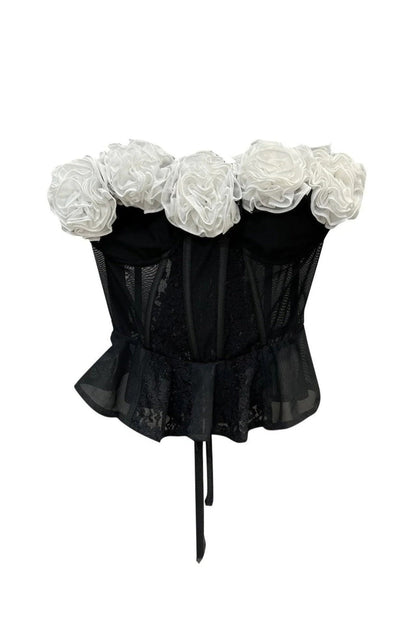 FLOWER LACING MESH TOP