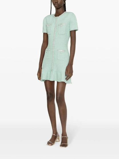 sequinned tweed mini dress
