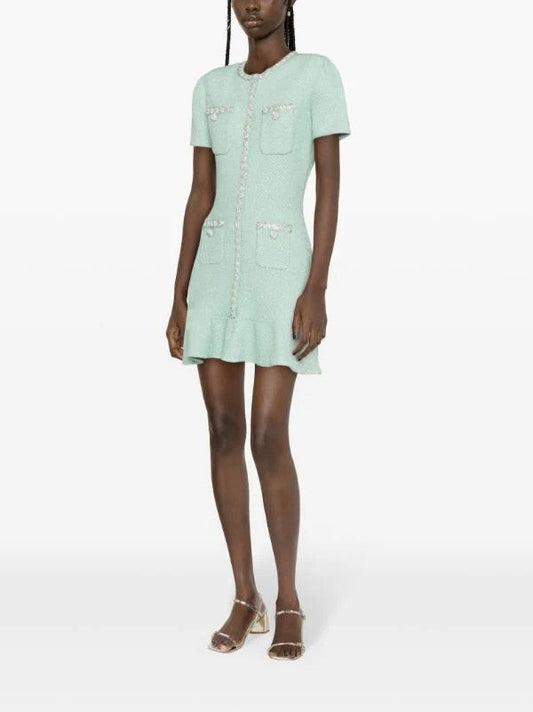 sequinned tweed mini dress