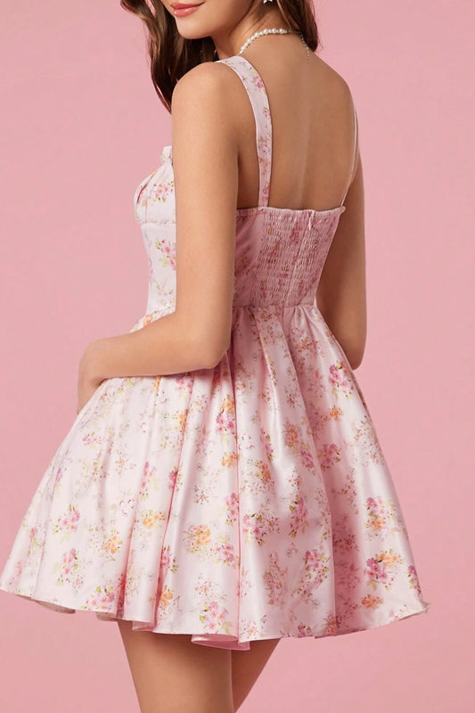 PINK MEADOW PRINT COTTON MINI DRESS