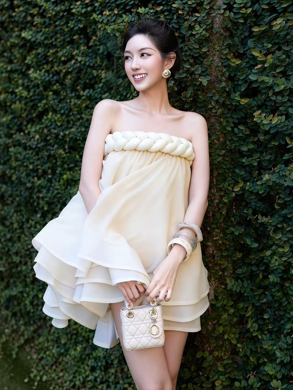 Hemp rope tube top tutu skirt in beige