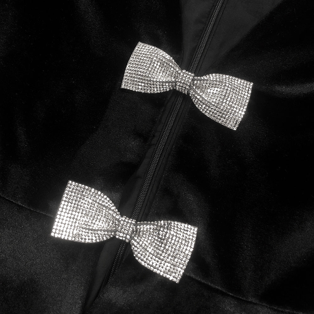 victoria cut out bow mini dress set in black