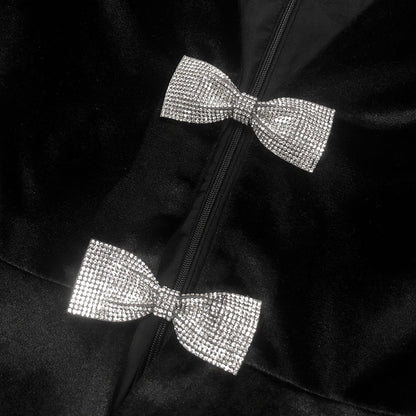 victoria cut out bow mini dress set in black