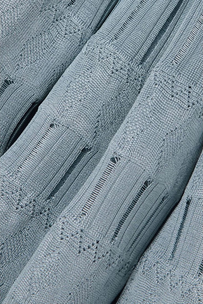 ribbed pointelle knit mini dress in blue