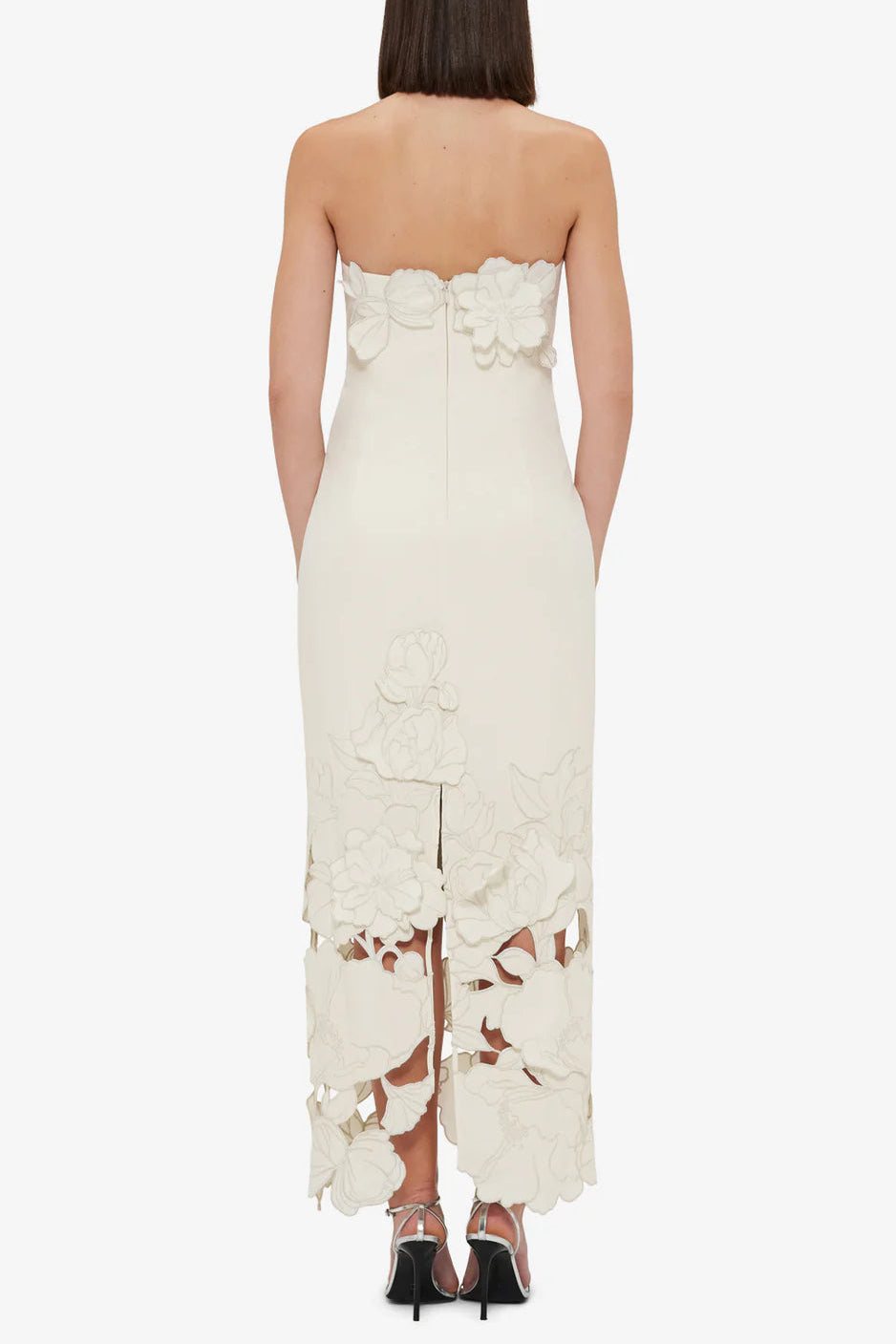 louise Appliqué Bustier Maxi Dress in white