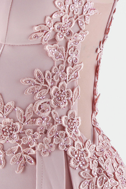 Pink Corset Gown with Lace Waist Detail