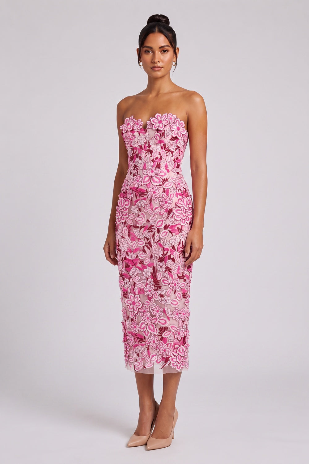 pink mesh sheath dress pink mesh dress - product view 1