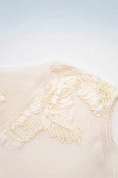 Embroidered Mesh Flare Sleeve Mini Dress