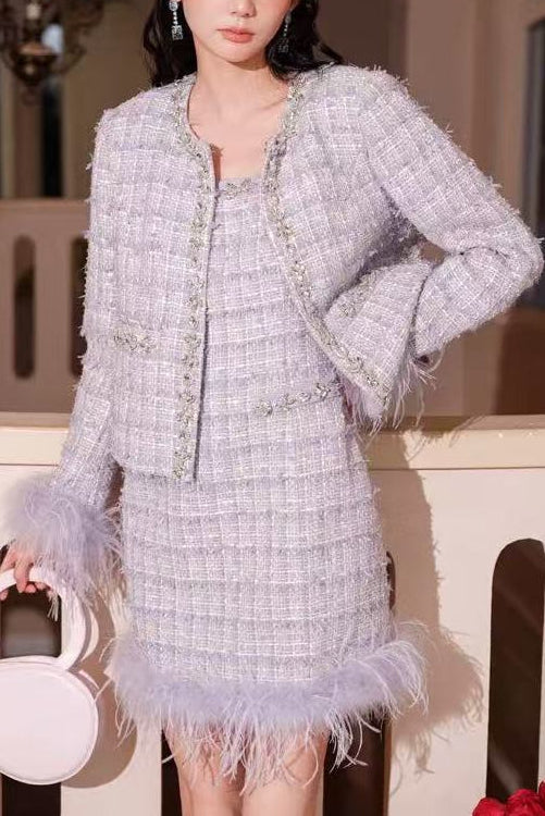 Tweed rhinestone suit dress