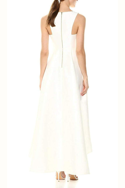 sleeveless v-neck midi dress in beige