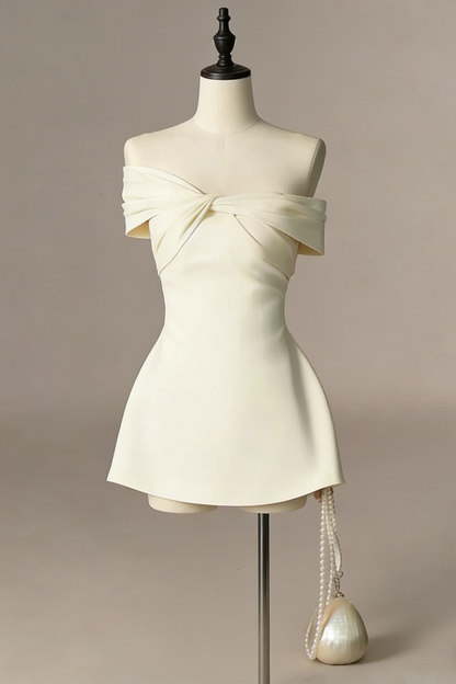 Off-the-Shoulder Twisted Front Mini Dress