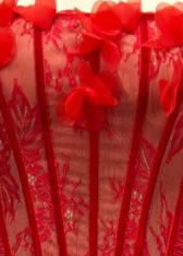 Red Halter Neck Floor-Length Gown with Floral Appliqué