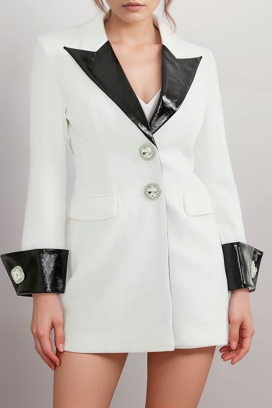 Louise crystal-button single-breasted coat