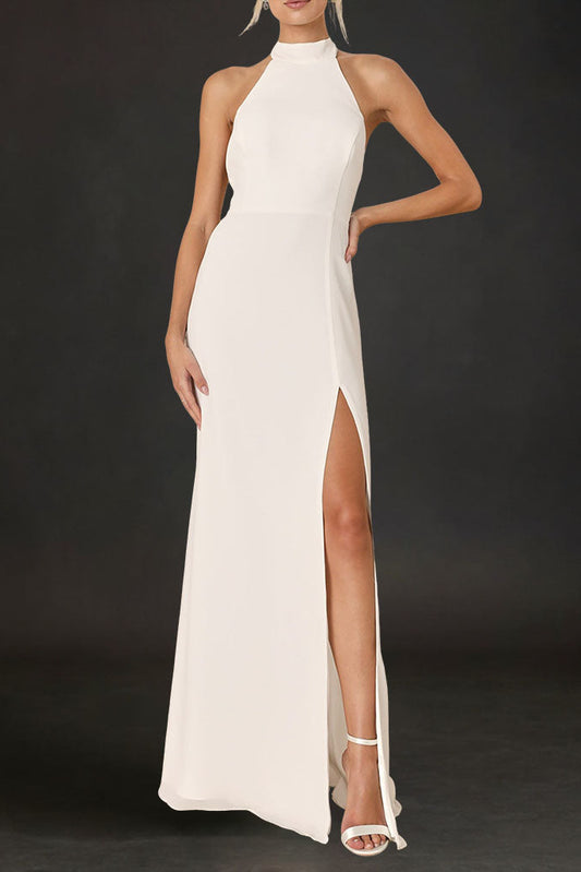 White Halter Maxi Dress