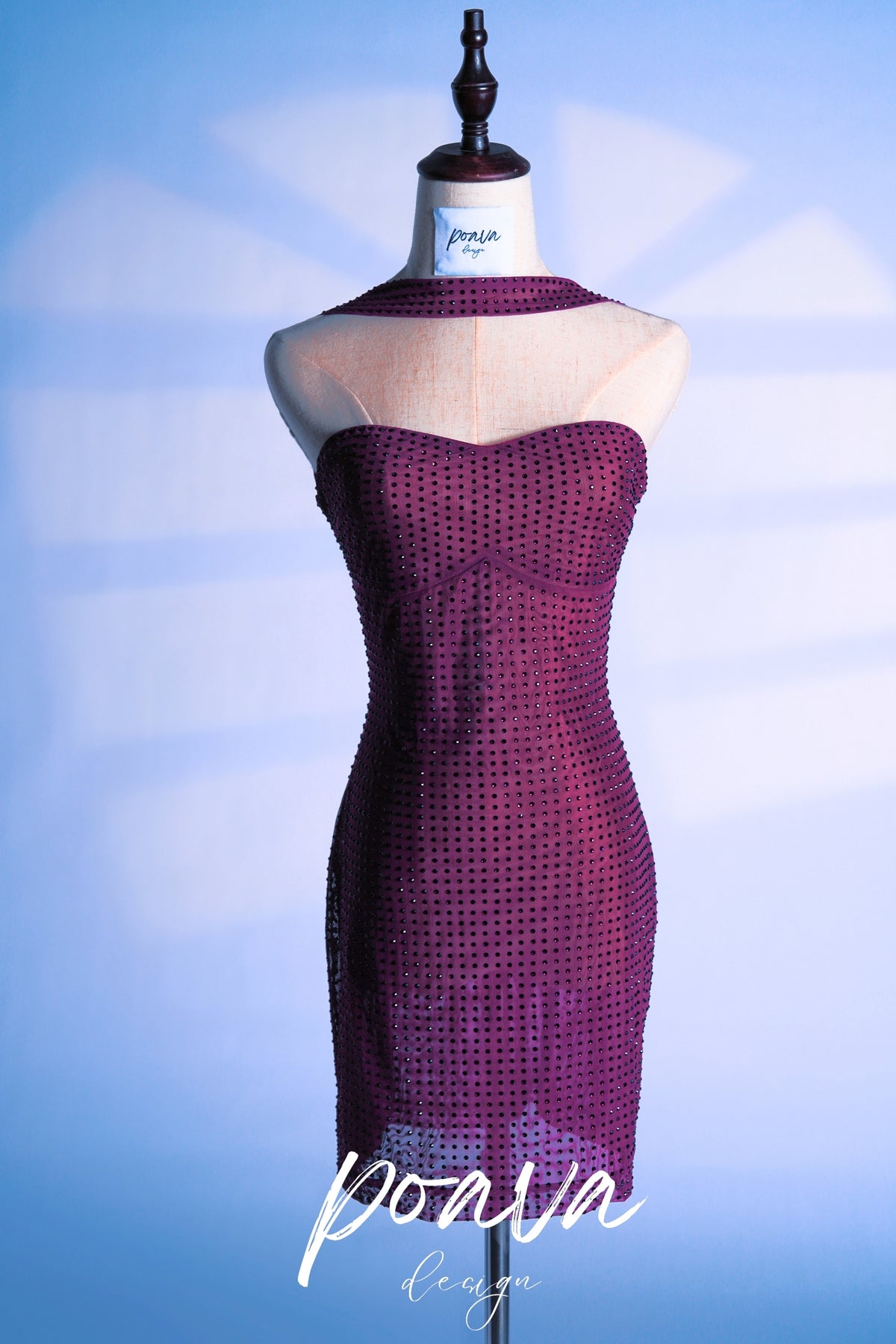 Bandage mini Embellished dress in purple