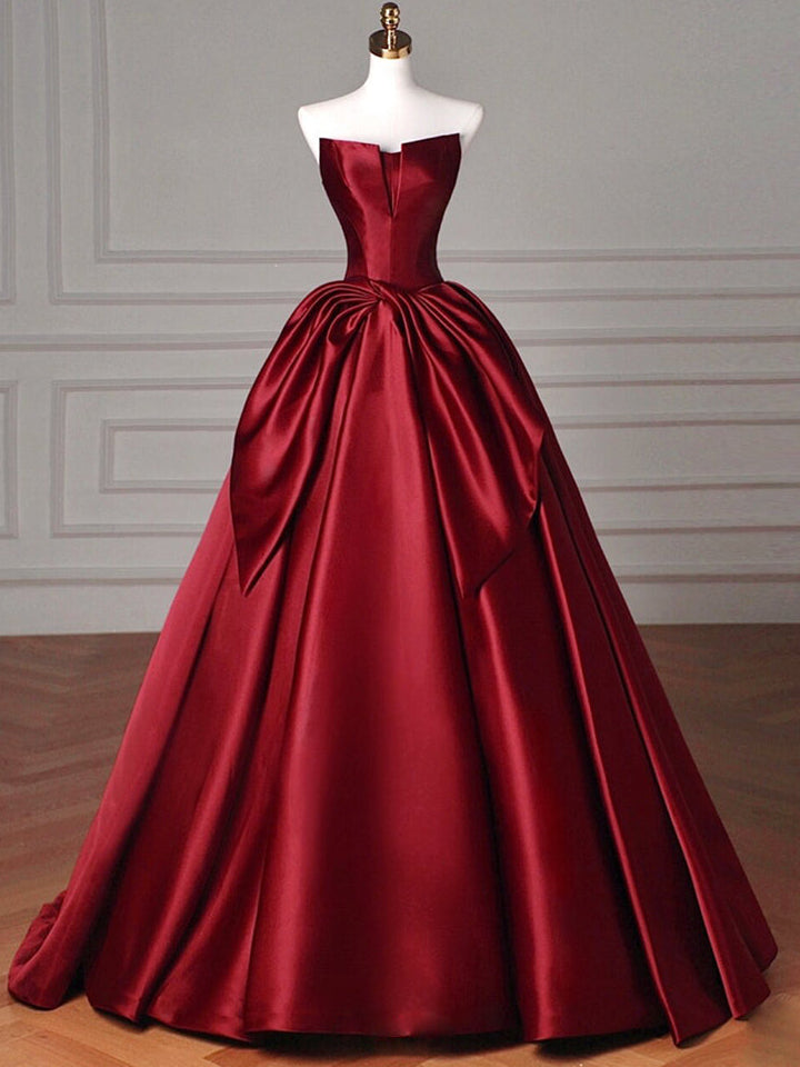 Satin Burgundy Prom Dress