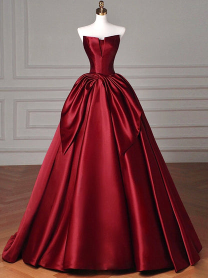 Satin Burgundy Prom Dress