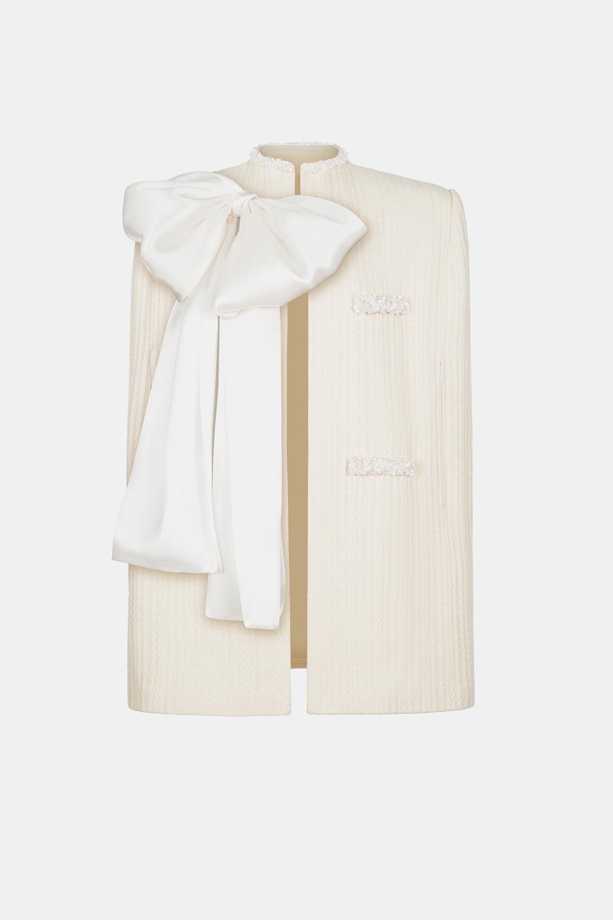 White Beaded Knit Cape