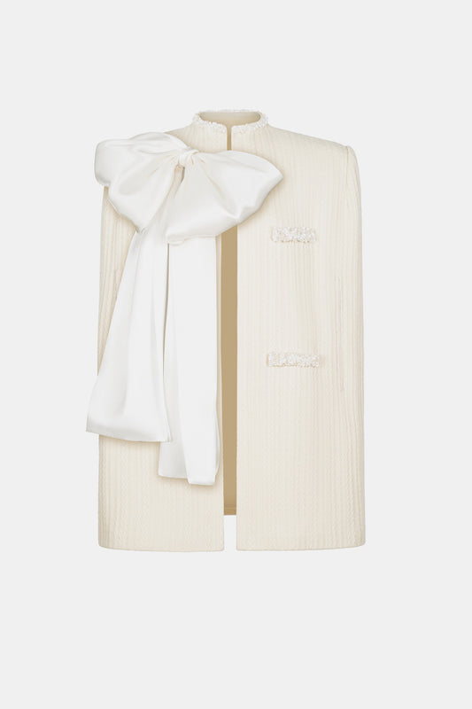 White Beaded Knit Cape