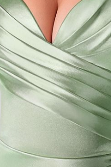 Sage Green Satin Wrap Maxi Dress with High Slit