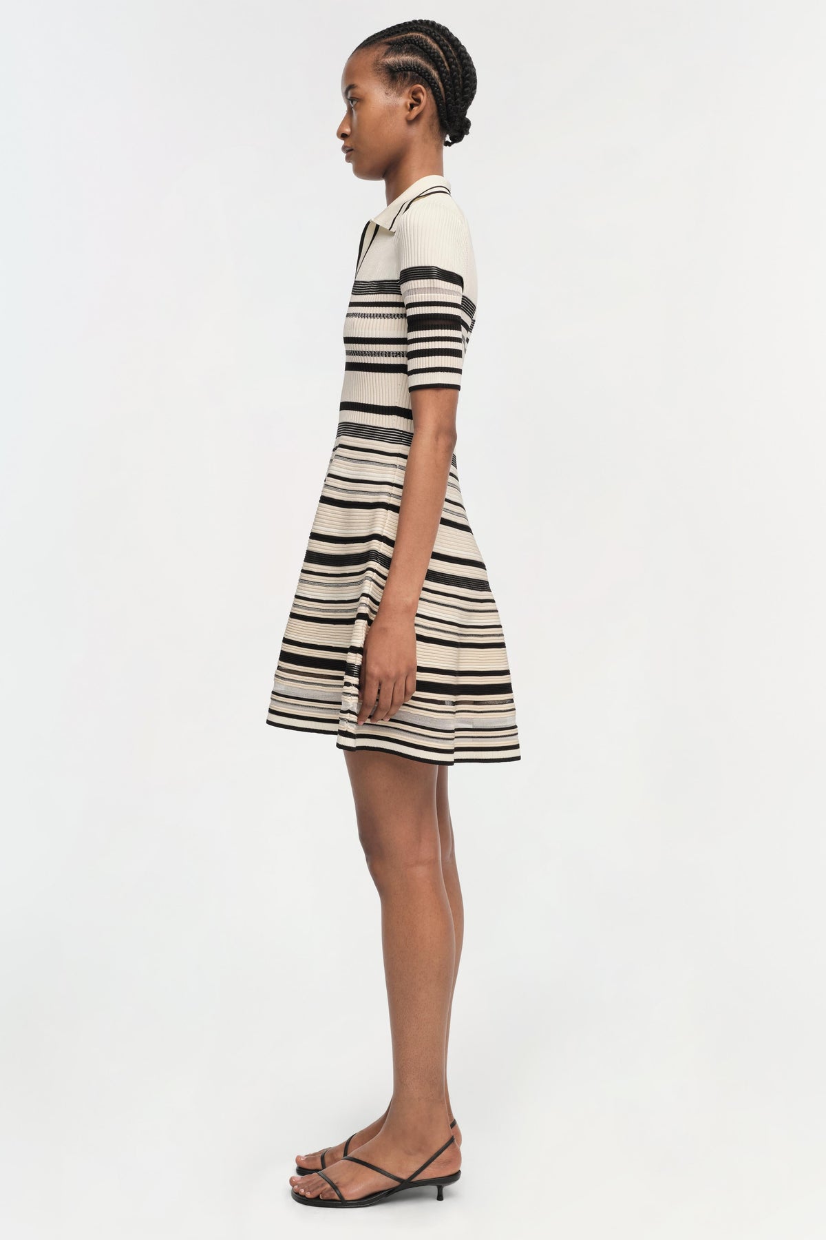 Dessie striped knitted Mini Dress in Black Stripe