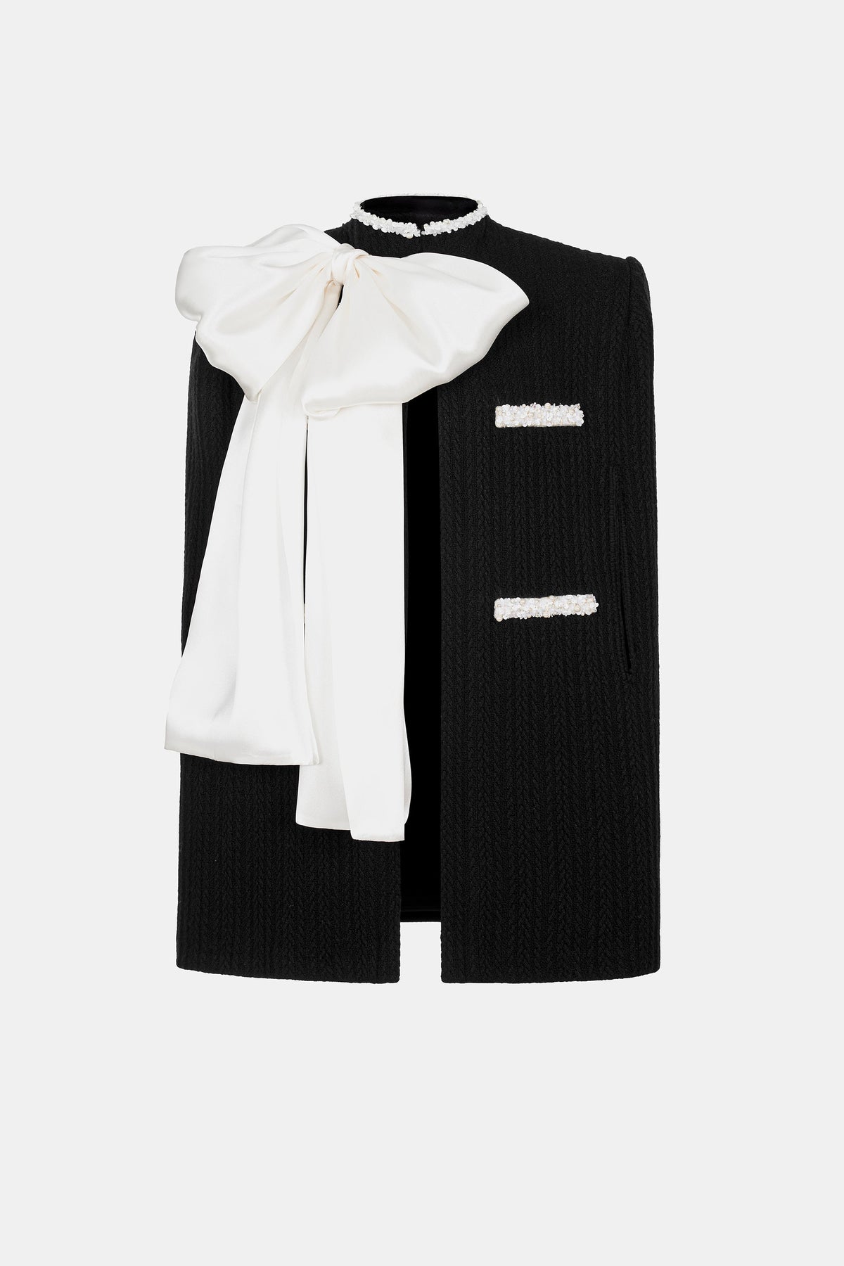 Black Beaded Knit Cape