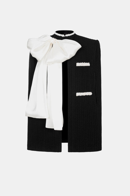 Black Beaded Knit Cape