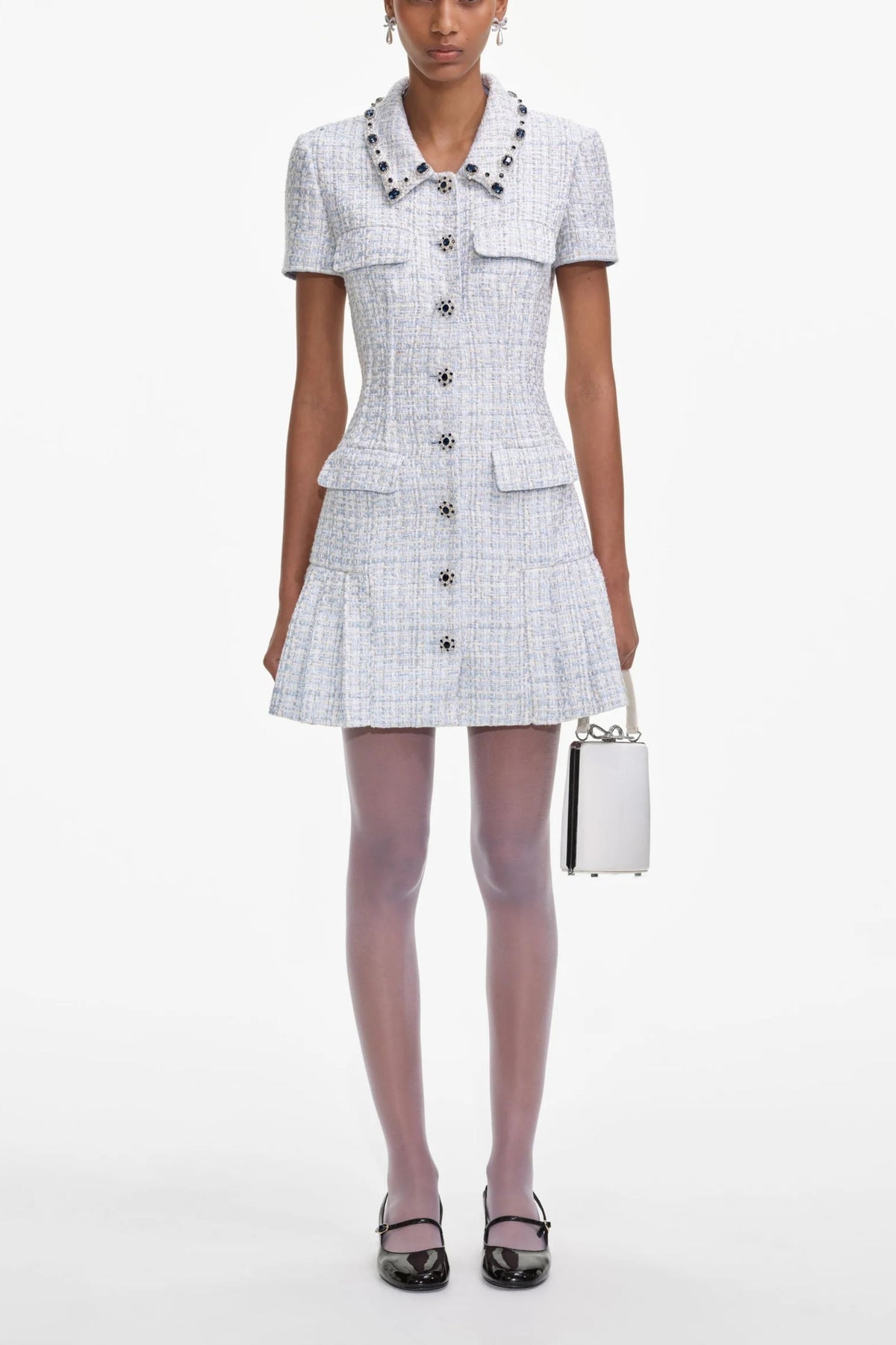 Blue Boucle Mini Dress