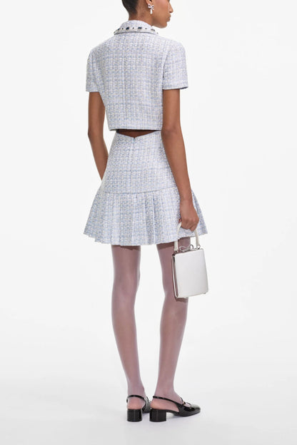 Blue Boucle Mini Dress