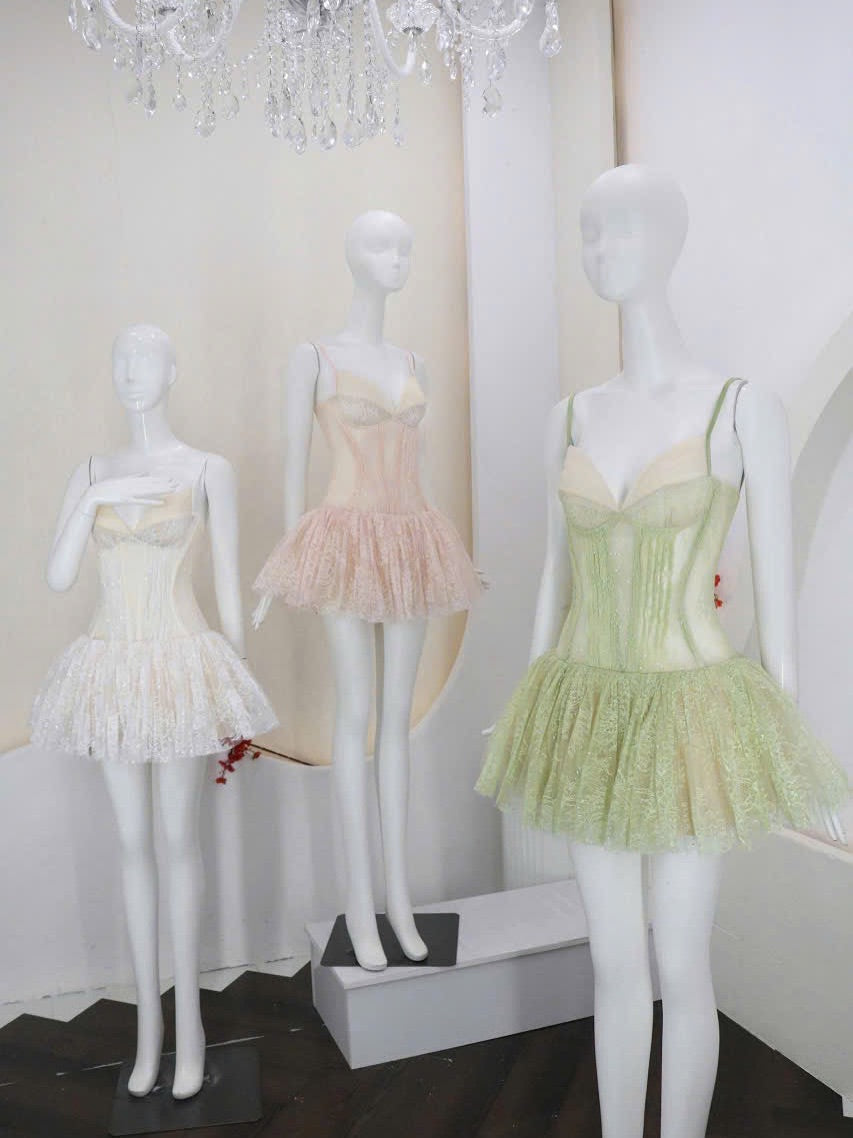 dorothy Lace Crochet mini dress in green