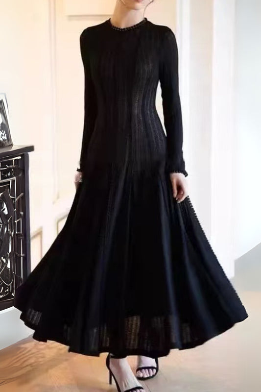 black crochet lace maxi dress with sleeves
