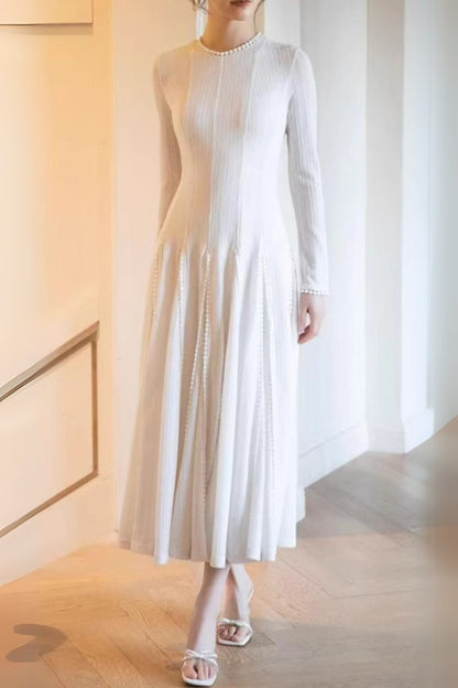 white crochet lace maxi dress with sleeves